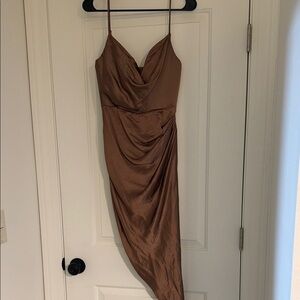 House of CB Asymmetrical Brown Dress